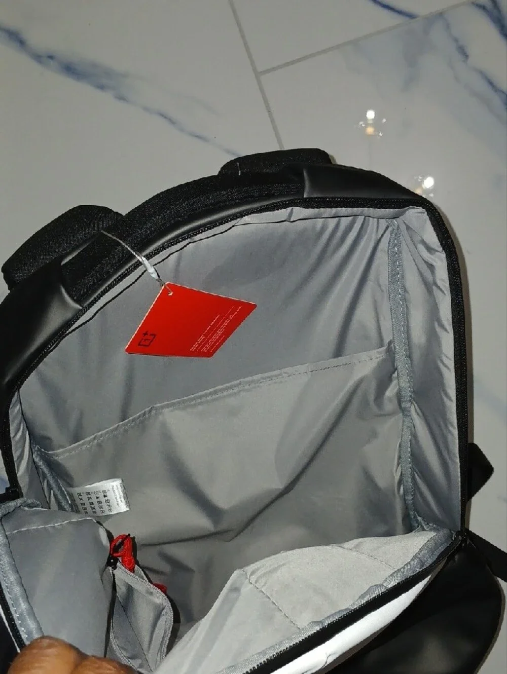 OnePlus White, Black & Red Men's Backpack